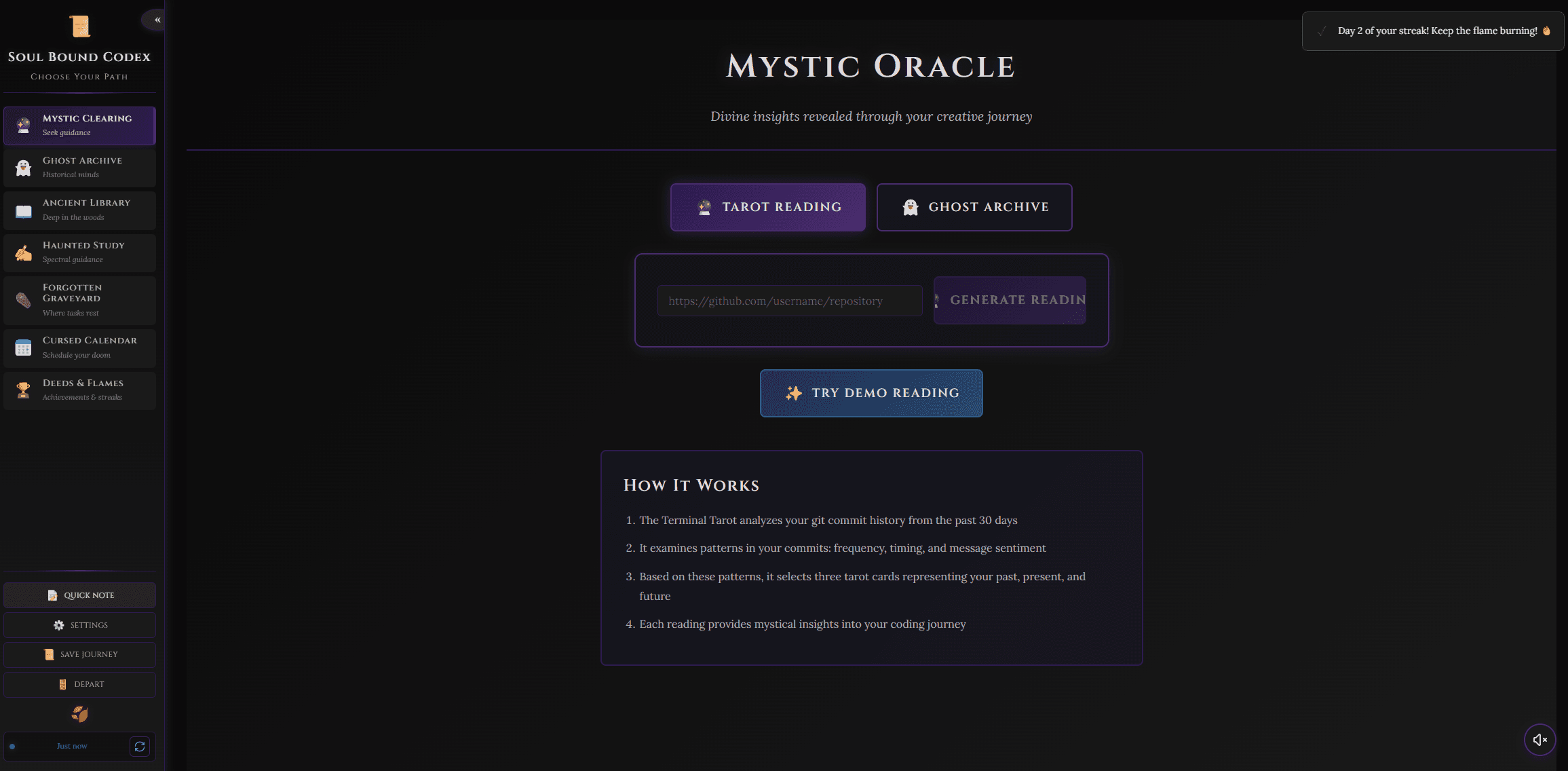 Soulbound Codex interface, frame 3