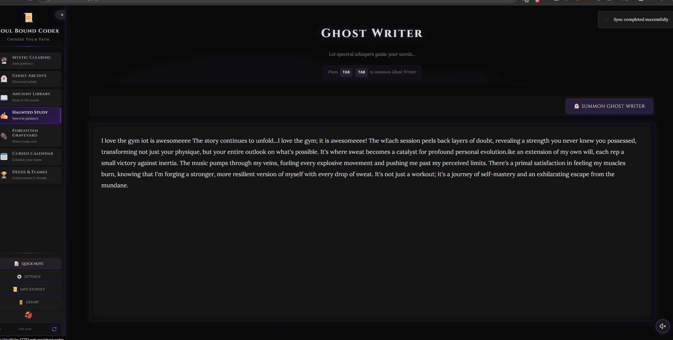 Soulbound Codex interface, frame 4